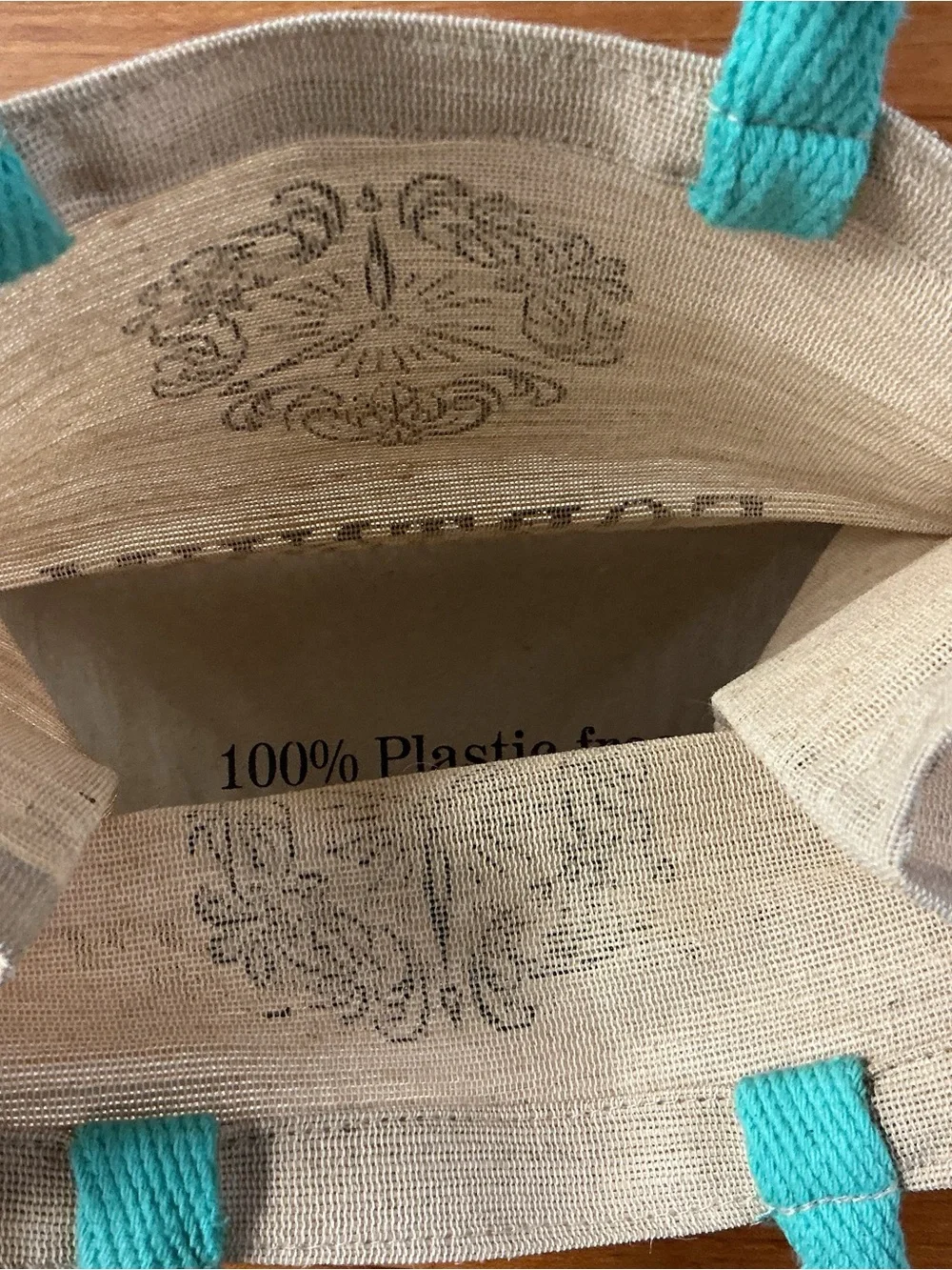 Fortnum and Mason Eco-Friendly Beige Jute Fabric Rope Handle Tote Bag